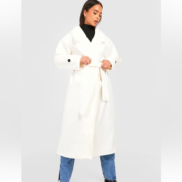 NWT Wool Look Longline Trench Coat - Picture 2 of 16